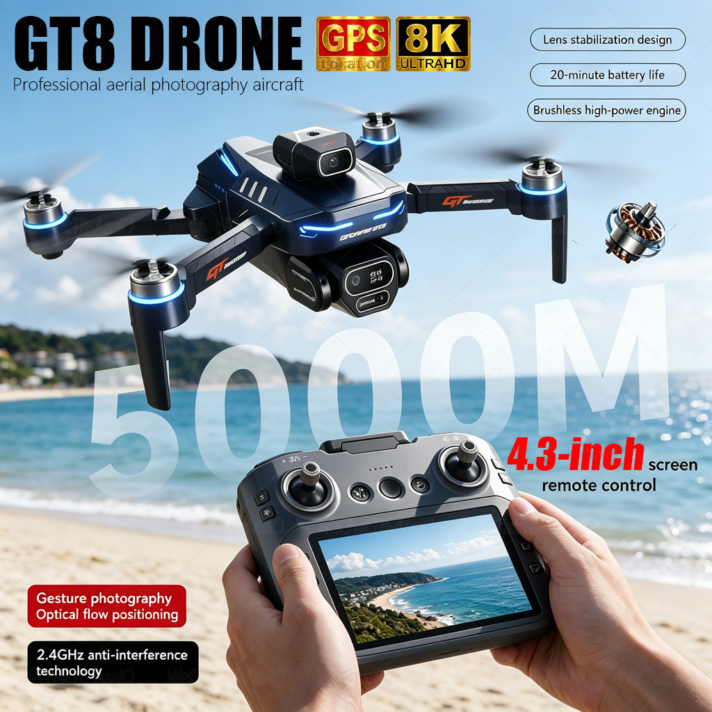 Drone Camera Professional - NOWY Dron GT8 HD RC 4K